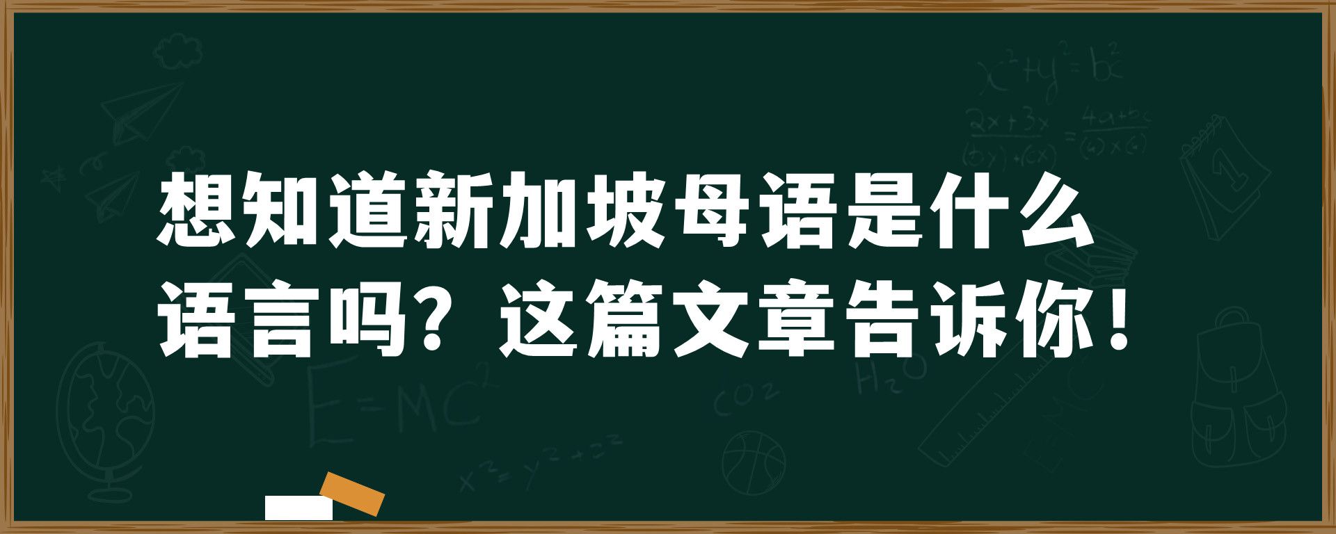 想知道新加坡母语是什么语言吗？这篇文章告诉你！