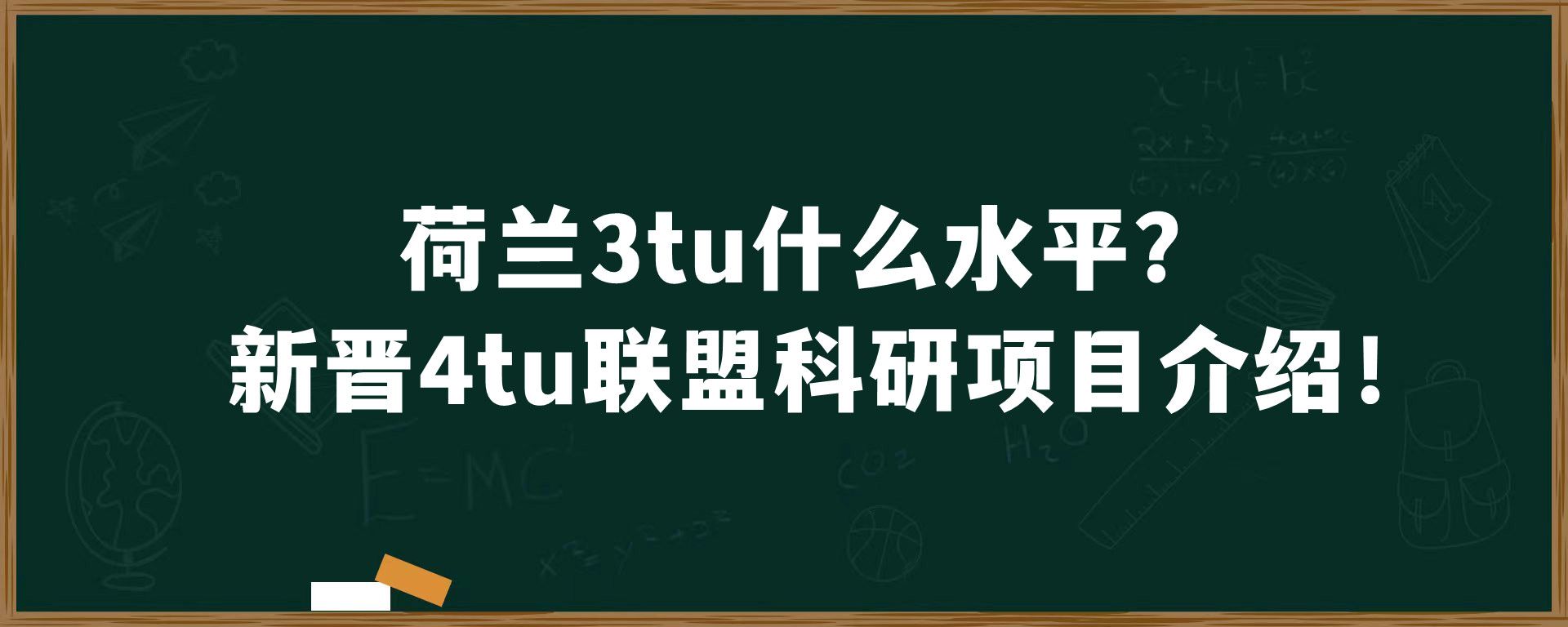 荷兰3tu什么水平？新晋4tu联盟科研项目介绍！