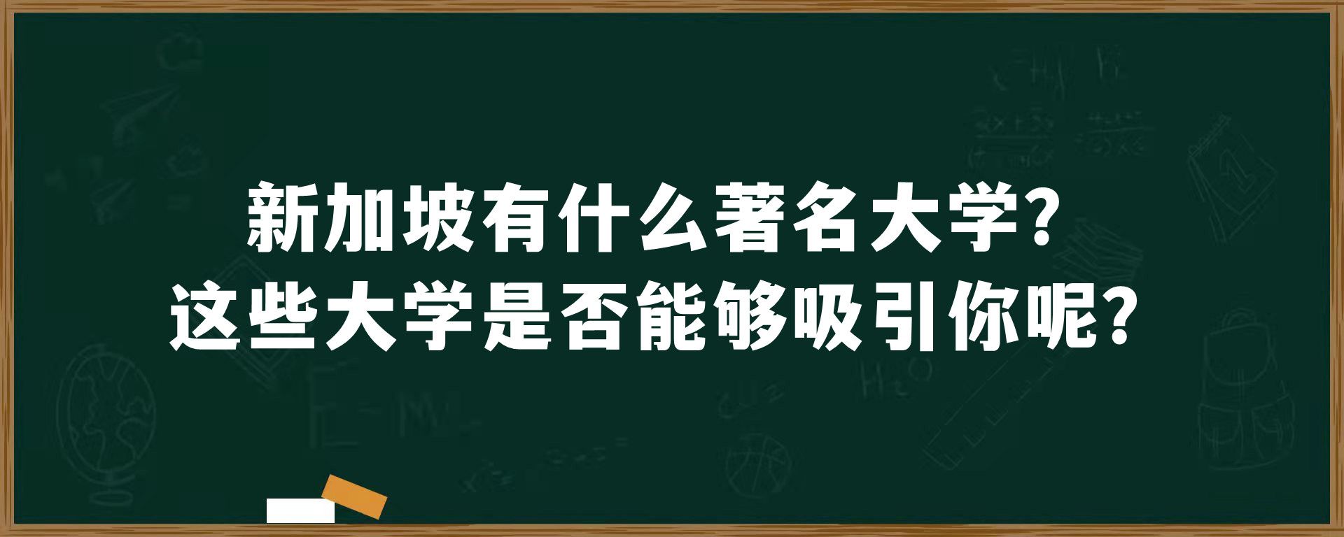 新加坡有什么著名大学？这些大学是否能够吸引你呢？