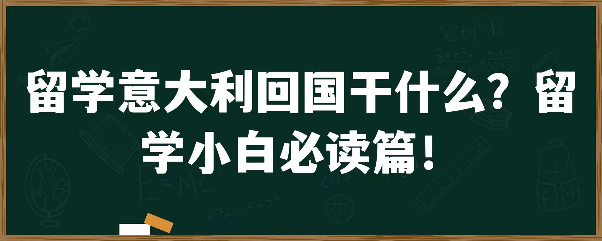 留学意大利回国干什么？留学小白必读篇！