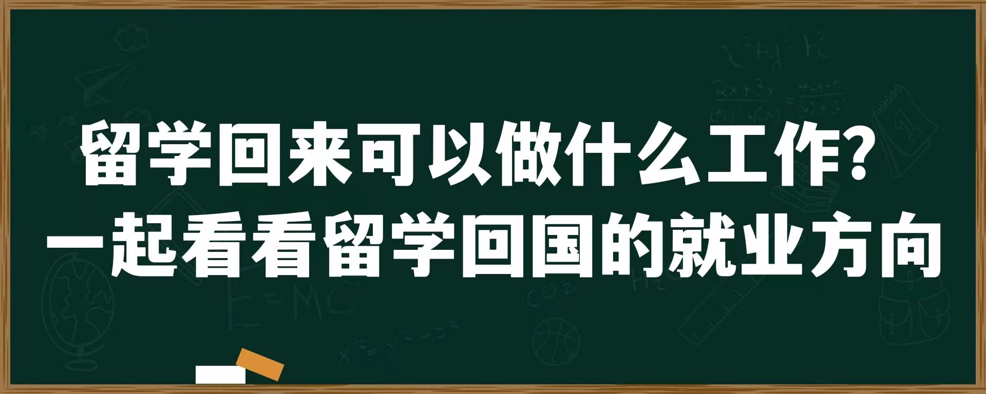 留学回来可以做什么工作？一起看看留学回国的就业方向