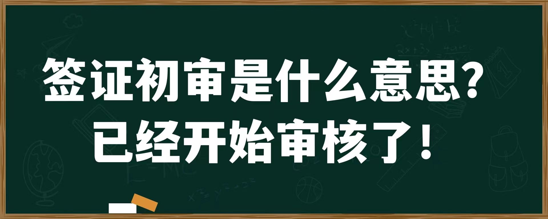 签证初审是什么意思？已将开始审核了！