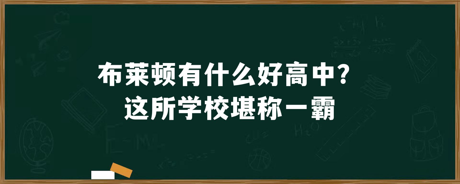 布莱顿有什么好高中？这所学校堪称一霸