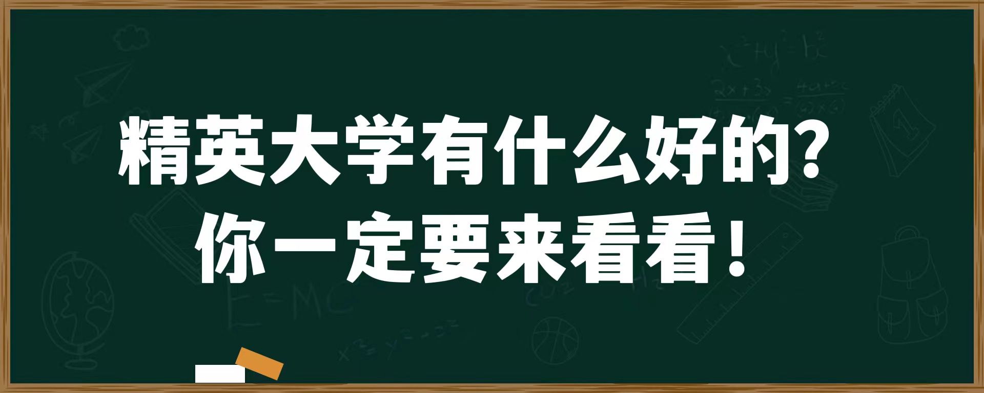 精英大学有什么好的？你一定要来看看！