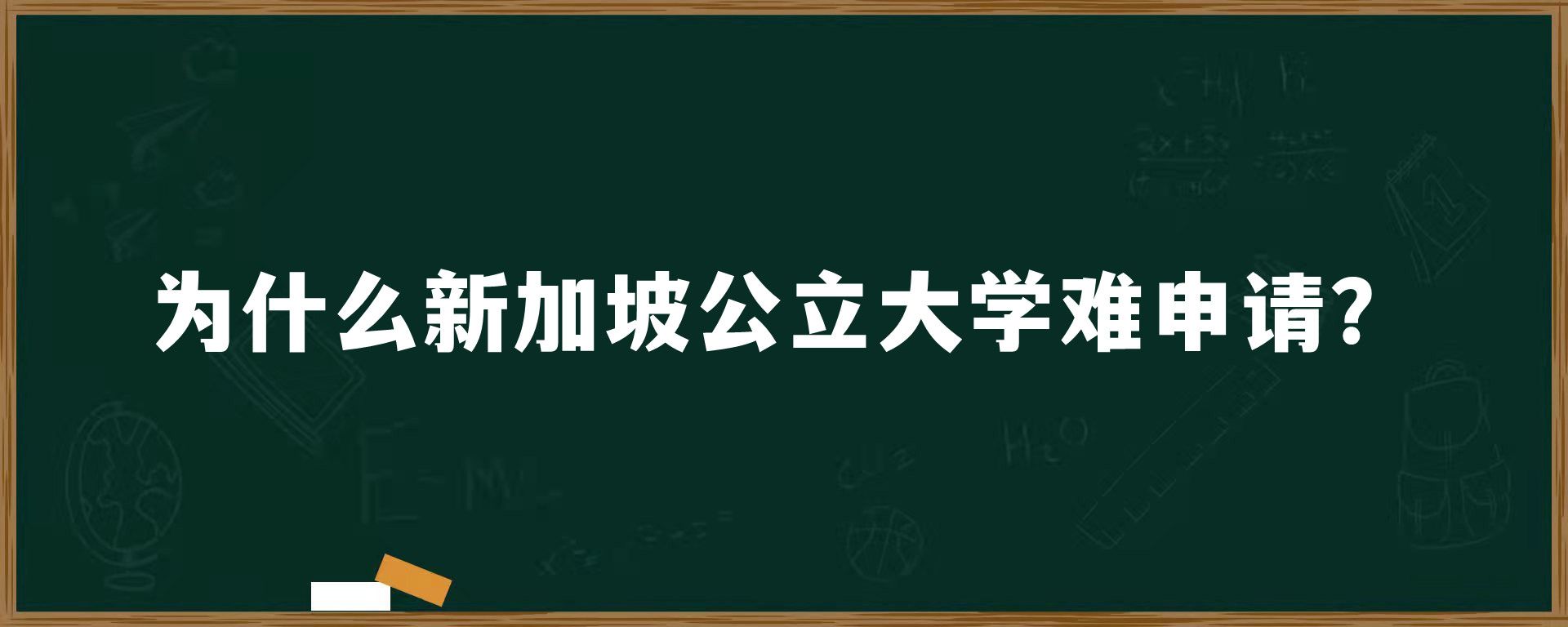 为什么新加坡公立大学难申请？