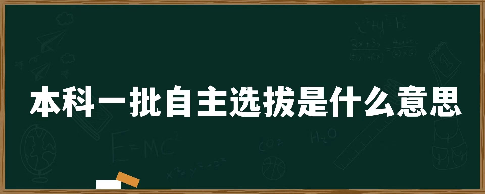 本科一批自主选拔是什么意思