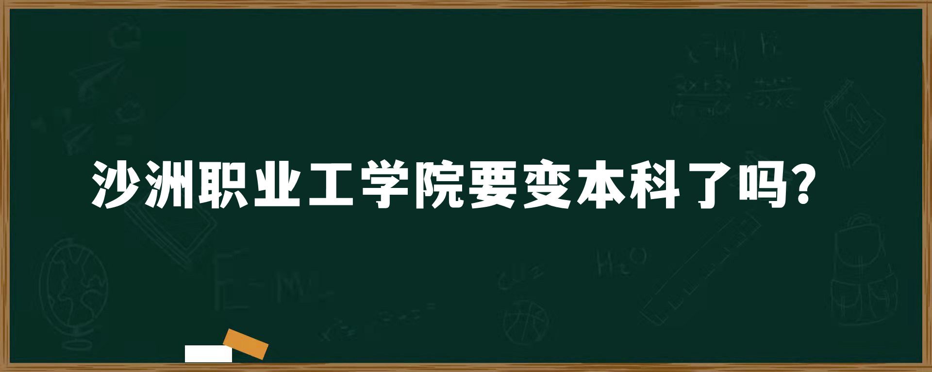 沙洲职业工学院要变本科了吗？